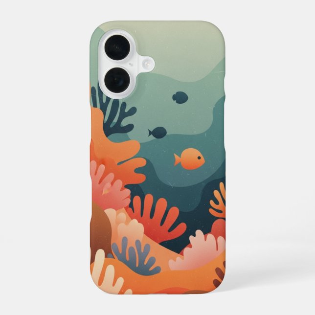 Funda Para iPhone 16 Arrecife estilizado retro (Reverso )