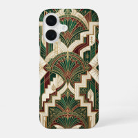 Art Deco Esmeralda y Patrón Geométrico de Oro