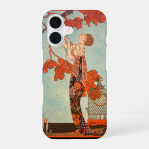 Funda Para iPhone 16 Art Deco vintage, pájaro ligero de George Barbier