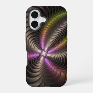 Funda Para iPhone 16 Arte abstracto brillante y trippy fractal en 3D co