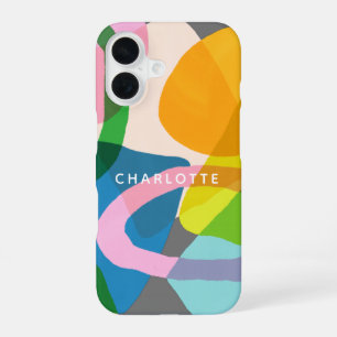 Funda Para iPhone 16 Arte Abstracto Colorido Contemporáneo Formas Nombr