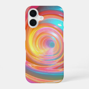 Funda Para iPhone 16 Arte abstracto de remolino de neón vibrante