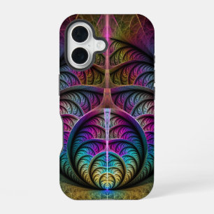 Funda Para iPhone 16 Arte abstracto fractal colorido con patrones aluci