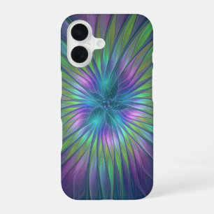 Funda Para iPhone 16 Arte abstracto fractal de flor de fantasía brillan