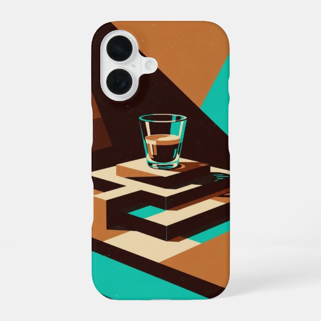 Funda Para iPhone 16 Arte abstracto retro de espresso (Reverso )