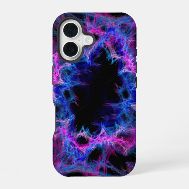 Funda Para iPhone 16 arte abstracto rosa y azul (Reverso )
