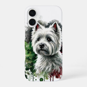 Funda Para iPhone 16 Arte Acuarela Westie