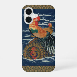 Funda Para iPhone 16 Arte Antiguo de Dragón Gallo Gallina Japonés