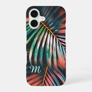 Funda Para iPhone 16 Arte botánico minimalista hojas de palma con monog