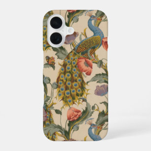 Funda Para iPhone 16 Arte colorido con patrón de pavo real vintage