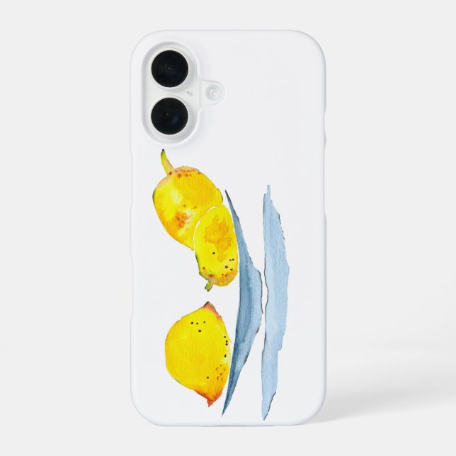 Funda Para iPhone 16 Arte de acuarela amarilla de limones (Reverso )