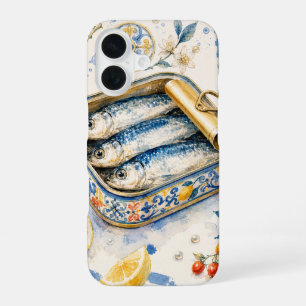 Funda Para iPhone 16 Arte de Acuarela de Sardina Siciliana