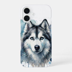 Funda Para iPhone 16 Arte de Acuarela Husky