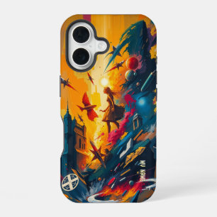Funda Para iPhone 16 Arte de aventura cósmica surrealista