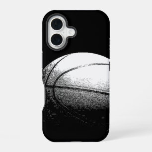 Funda Para iPhone 16 Arte de Baloncesto Blanco y Negro