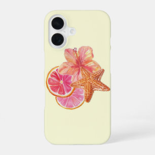 Funda Para iPhone 16 Arte de cítricos rosados tropicales