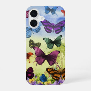 Funda Para iPhone 16 Arte de ilustración antigua de mariposa Papillon v