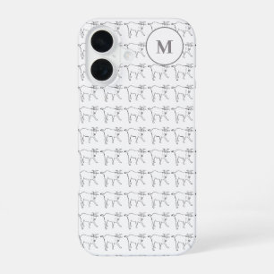 Funda Para iPhone 16 Arte de línea de cabra con monograma personalizado