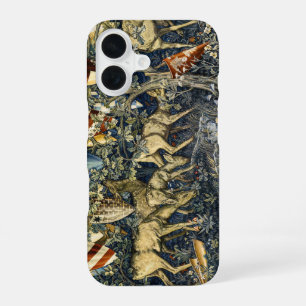 Funda Para iPhone 16 Arte de tapiz de ciervos y escudos vintage de Will