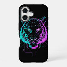 Arte de tigre digital neón