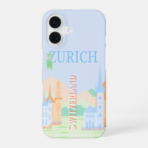 Funda Para iPhone 16 Arte de viaje de Zúrich, Suiza, Arte de viaje retr