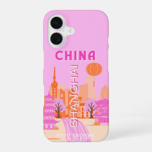 Funda Para iPhone 16 Arte de Viaje Rosa Shanghai China