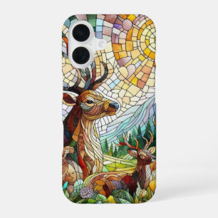 Funda Para iPhone 16 Arte de vidrio emplomado, estilo de ciervo de arte