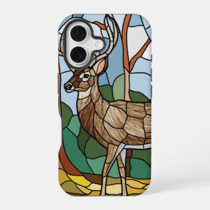 Funda Para iPhone 16 Arte de vidrio emplomado, estilo de ciervo de arte