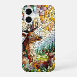 Funda Para iPhone 16 Arte De Vidrio Manchado, Arte De Venado De Estilo 
