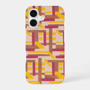 Funda Para iPhone 16 Arte Deco Jazz Pochoir Patrón Geométrico Vintage