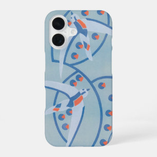 Funda Para iPhone 16 Arte Deco Jazz Pochoir Vintage Patrón de aves anim