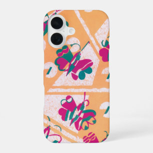 Funda Para iPhone 16 Arte Deco Vintage Jazz Pochoir Jardín Mariposas