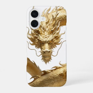 Funda Para iPhone 16 Arte del Dragón Chino Dorado | Fantasía de Criatur