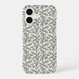Funda Para iPhone 16 Arte floral azul botánico chic hojas verdes