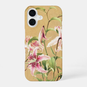 Funda Para iPhone 16 Arte Floral Botánico de Lirio Oriental Rosa Vintag