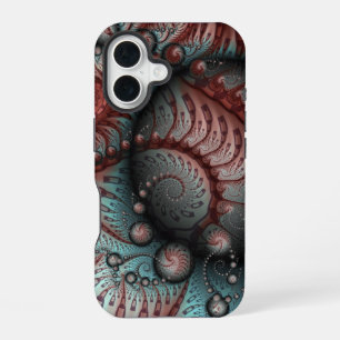 Funda Para iPhone 16 Arte fractal de fantasía vívida abstracta marrón a