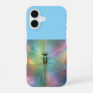 Funda Para iPhone 16 Arte fractal de libélula pastel elegante,