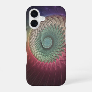 Funda Para iPhone 16 Arte fractal moderno abstracto de caracol colorido