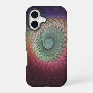 Funda Para iPhone 16 Arte fractal moderno abstracto de caracol colorido