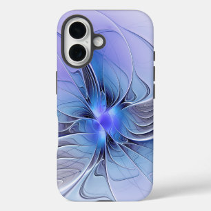 Funda Para iPhone 16 Arte fractal moderno abstracto lavanda azul