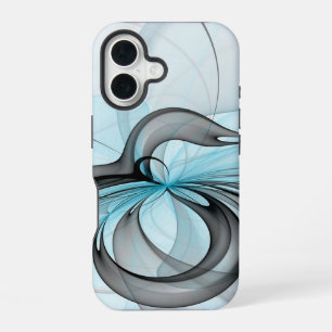Funda Para iPhone 16 Arte fractal moderno gris antracita abstracto