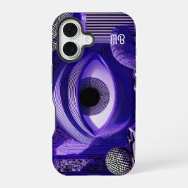 Funda Para iPhone 16 Arte geométrico abstracto moderno negro blanco púr