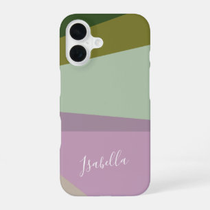 Funda Para iPhone 16 Arte geométrico personalizado de púrpura y verde