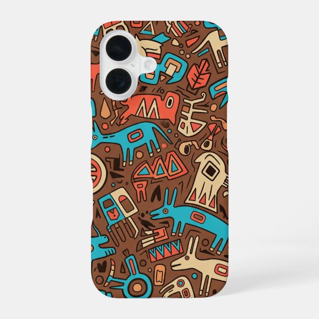 Funda Para iPhone 16 arte indio apache tradicional (Reverso )