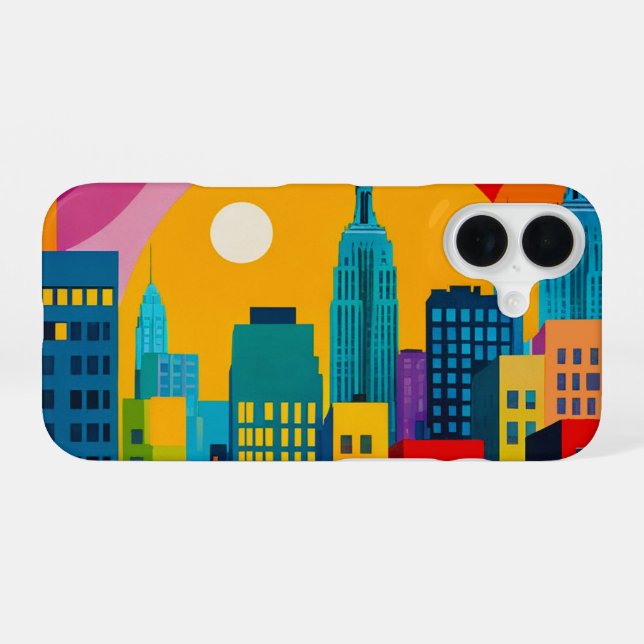 Funda Para iPhone 16 Arte Pop de Nueva York (Reverso Horizontal)