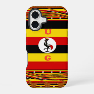 Funda Para iPhone 16 Arte vibrante inspirado en la bandera de Uganda   