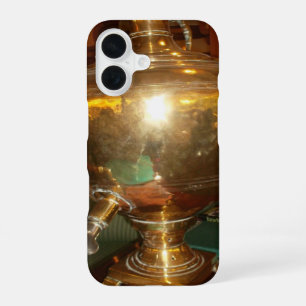 Funda Para iPhone 16 Arte y impresión de pared de tetera dorada vintage