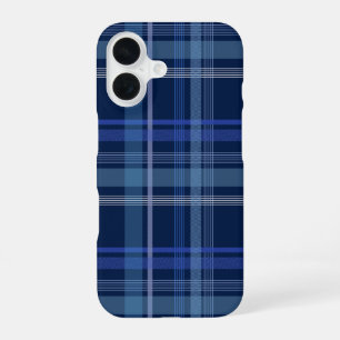 Funda Para iPhone 16 Aseo azul marino Tartán Cute Retro Estético