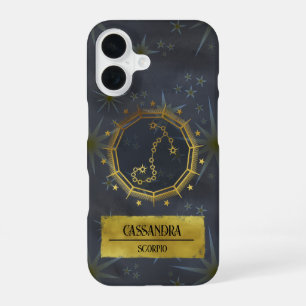 Funda Para iPhone 16 Astrología Escorpio Oscura Zodiaca: Negro y Oro