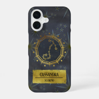 Funda Para iPhone 16 Astrología Escorpio Oscura Zodiaca: Negro y Oro